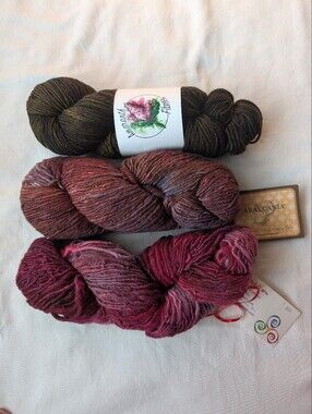 Lot Of Hand-Dyed Wool Yarn - 3 Skeins